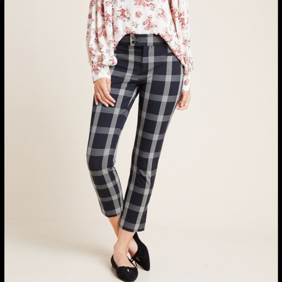 Anthropologie Essential Slim Check Pants - Picture 1 of 3